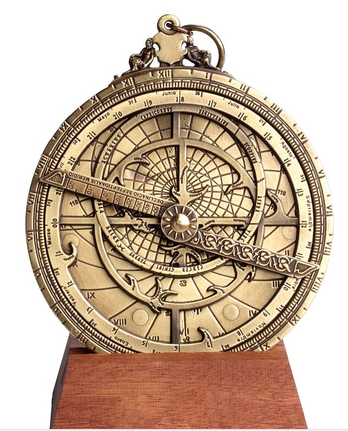 Astrolabio europeo H32 – replica rinascimentale premium con possibilità di personalizzazione tramite incisione – regalo ideale con elegante basamento in legno – altezza 12 cm, realizzato a mano con cura dei dettagli