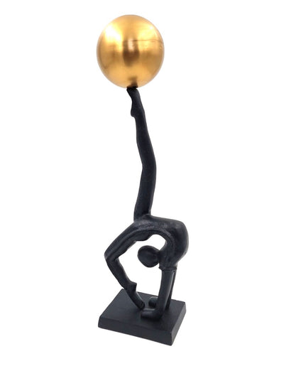 Figura decorativa yogi in nero e oro, altezza 41 cm, possibilità di personalizzazione con incisione, ideale come regalo
