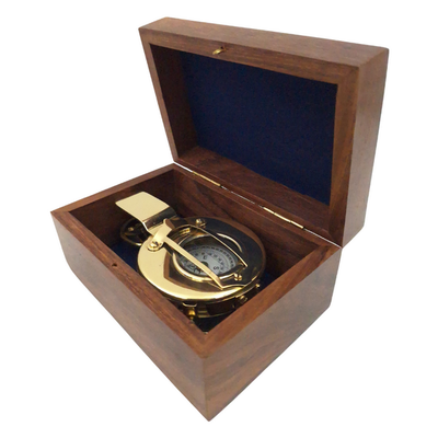Bussola da Ingegnere in Ottone con Possibilità di Personalizzazione Incisa in Elegante Scatola di Legno