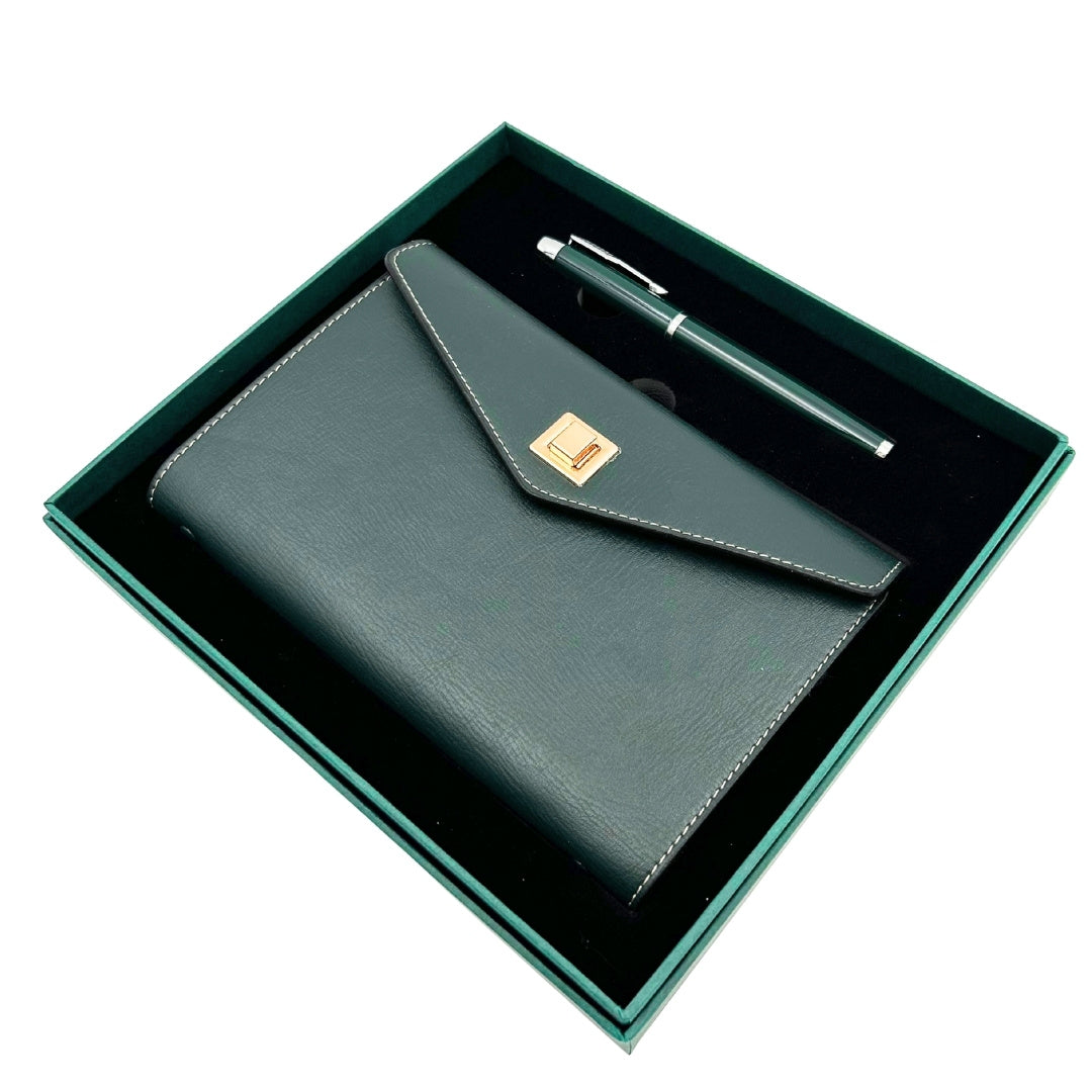 Elegante Set Regalo con Incisione Personalizzata - Taccuino in Pelle A6 con Penna di Alta Qualità in Scatola Regalo di Lusso