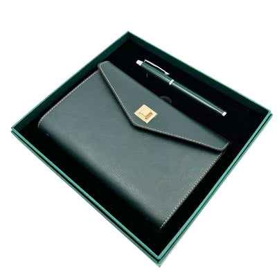 Elegante Set Regalo con Incisione Personalizzata - Taccuino in Pelle A6 con Penna di Alta Qualità in Scatola Regalo di Lusso