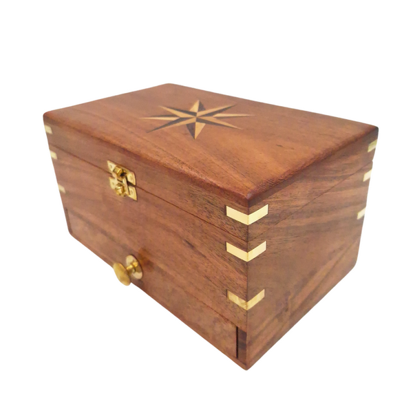 Elegante scatola porta gioie in legno con specchio e incisione personalizzata