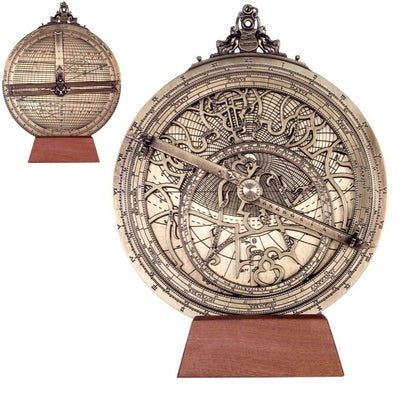 Astrolabio in Ottone Rojas H34 con possibilità di personalizzazione incisa – diametro 20 cm, elegante regalo per ogni occasione, strumento di navigazione e astronomia rinascimentale fatto a mano