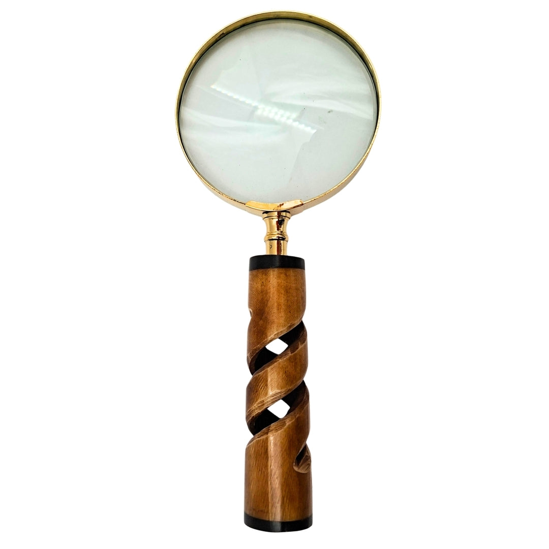 Lente d’Ingrandimento con Montatura in Ottone e Manico in Corno NC2356 - Regalo Elegante con Possibilità di Personalizzazione Incisa, Ingrandimento 3,5x, Lunghezza 18,5 cm, Diametro 7,5 cm
