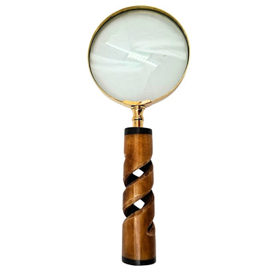 Lente d’Ingrandimento con Montatura in Ottone e Manico in Corno NC2356 - Regalo Elegante con Possibilità di Personalizzazione Incisa, Ingrandimento 3,5x, Lunghezza 18,5 cm, Diametro 7,5 cm