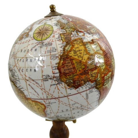 Elegante mappamondo decorativo su base in legno con possibilità di personalizzazione tramite incisione, 27 cm, marrone scuro, ideale come regalo