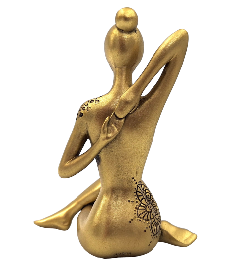 Figura decorativa dorata Yoga con possibilità di personalizzazione con incisione