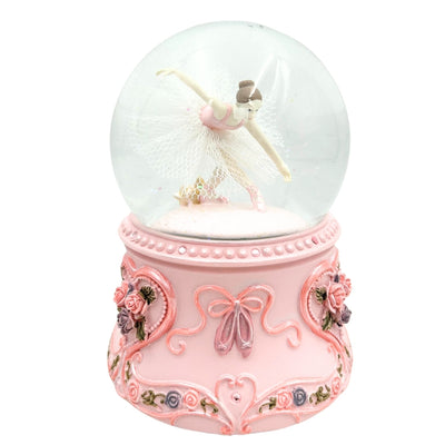 Ballerina danzante in sfera di vetro 15 cm con incisione personalizzata - elegante carillon con base pastello e melodia Lago dei Cigni