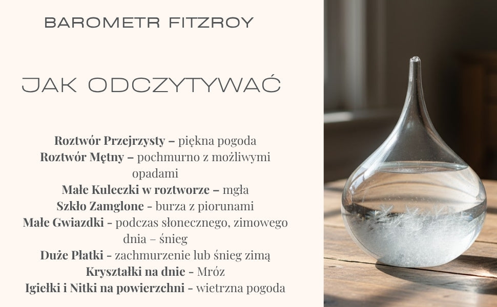 Barometro tempesta Fitzroya - goccia Storm Glass con possibilità di personalizzazione tramite incisione - elegante regalo a forma di goccia, altezza 11 cm, contenitore in vetro con cristalli unici che reagiscono ai cambiamenti del tempo