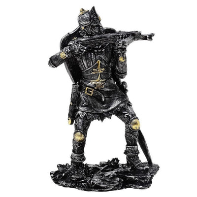 Figura Cavaliere Medievale con Balestra 20 cm con Possibilità di Personalizzazione tramite Incisione - Decorazione Argento-Oro per Regalo agli Amanti della Storia e del Fantasy - Dipinta a Mano in Polyresina