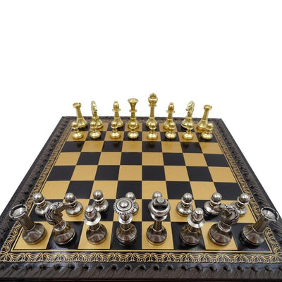 Scacchi esclusivi in ottone Italfama 28x28 cm con incisione personalizzata