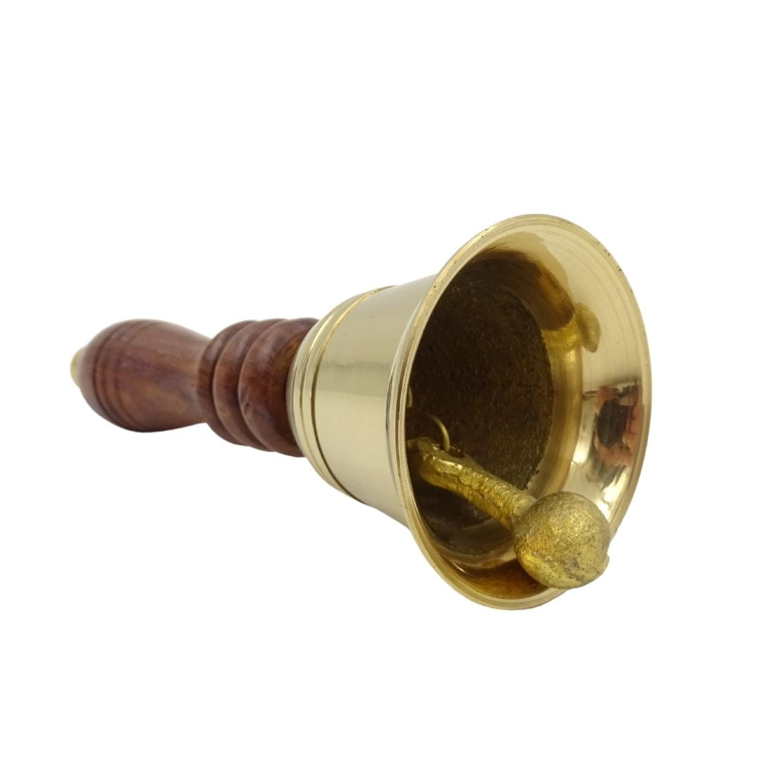 Campanello a Mano in Ottone Stile Retrò con Manico in Legno