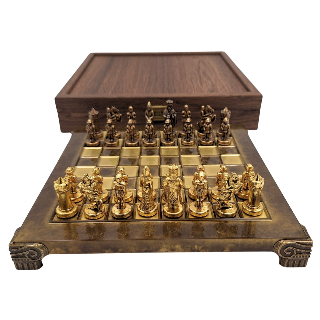 Scacchi metallici esclusivi Bizantini 20x20 cm con incisione personalizzata