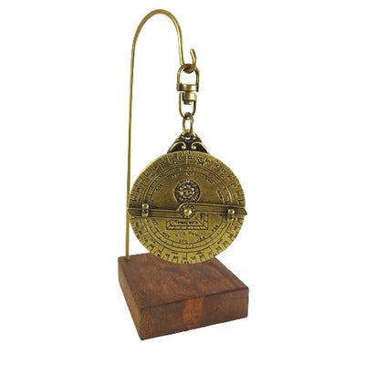 Miniatura di astrolabio H81 su base in legno con possibilità di personalizzazione tramite incisione - elegante elemento decorativo regalo per appassionati di astronomia, altezza 13 cm, diametro 4,5 cm, realizzazione unica con cura dei dettagli