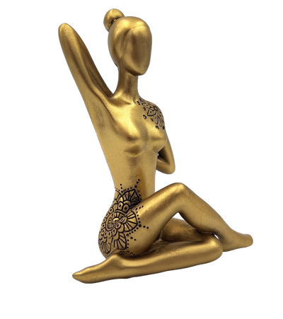 Figura decorativa dorata Yoga con possibilità di personalizzazione con incisione
