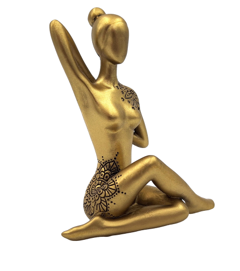 Figura decorativa dorata Yoga con possibilità di personalizzazione con incisione