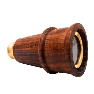 Cannocchiale retrò in ottone e legno HT021 con possibilità di incisione – elegante decorazione regalo in stile vintage, marinaro, lunghezza 18 cm