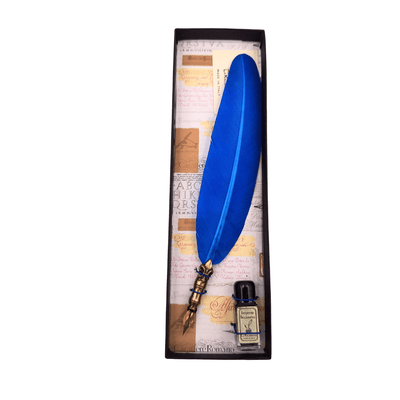 Set da calligrafia con penna blu e possibilità di incisione personalizzata