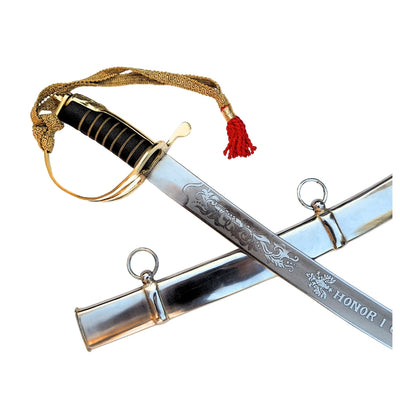 Replica della sciabola di cavalleria «Radziwiłłówka» del 1917 con la scritta «Onore e Patria» – incisione personalizzata, regalo elegante, acciaio non temprato, lunghezza 91 cm