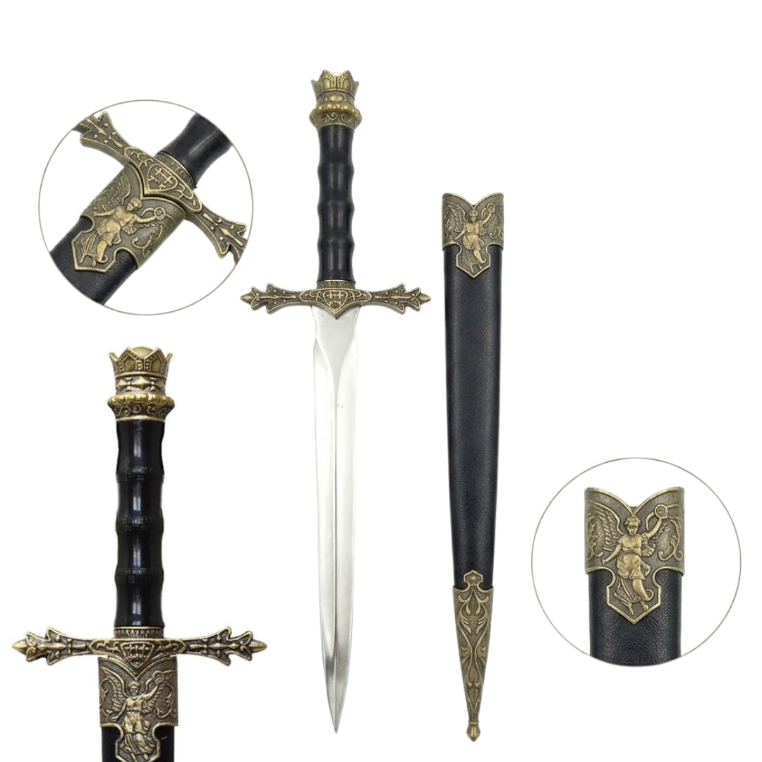 Pugnale Cavalleresco 34 cm Replica Decorativa con Possibilità di Incisione