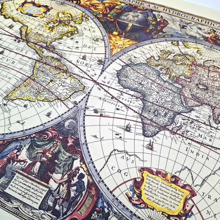 Mappa del mondo 1630 - ristampa J. Hondius con possibilità di personalizzazione con incisione