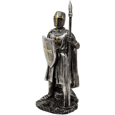 Statuetta Cavaliere con lancia 20 cm con possibilità di personalizzazione con incisione - decorazione dipinta a mano in polyresina da regalo per appassionati di storia e militari