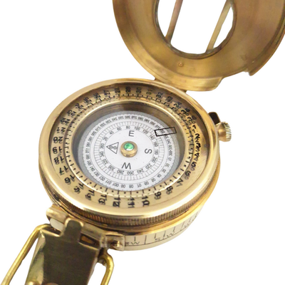 Bussola da Ingegnere in Ottone con Possibilità di Personalizzazione Incisa in Elegante Scatola di Legno