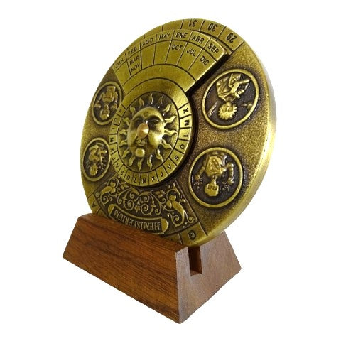 Calendario perpetuo rinascimentale con incisione - regalo personalizzato per gli anni 1600-2799, elegante decorazione per ufficio, diametro 9 cm, stile rinascimentale