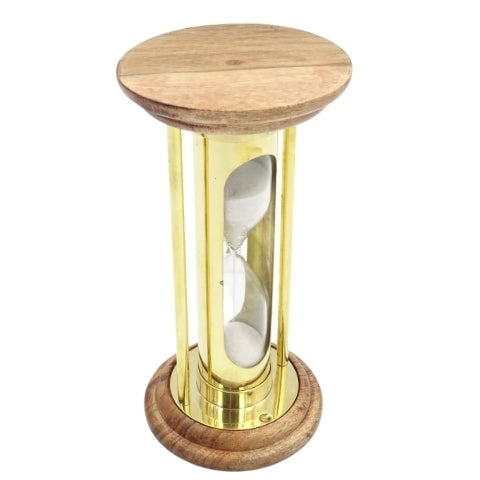 Clessidra in Ottone e Legno 5 min con Possibilità di Incisione