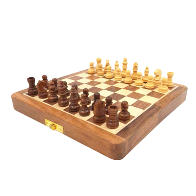 Scacchi magnetici in legno 17x17 cm con incisione personalizzata