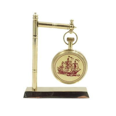 Orologio da Scrivania in Ottone Stile Marinaretto NC2126 con Possibilità di Incisione, Altezza 12 cm, Regalo Ideale per Amanti della Vela con Motivo Ancora e Veliero