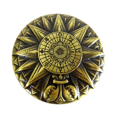 Bussola Solare Rinascimentale in Ottone con Incisione - Elegante Regalo Vintage di Altezza 4,5 cm e Diametro 8,5 cm