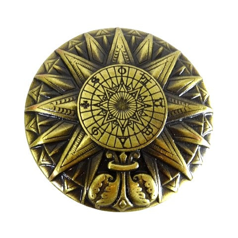 Bussola Solare Rinascimentale in Ottone con Incisione - Elegante Regalo Vintage di Altezza 4,5 cm e Diametro 8,5 cm