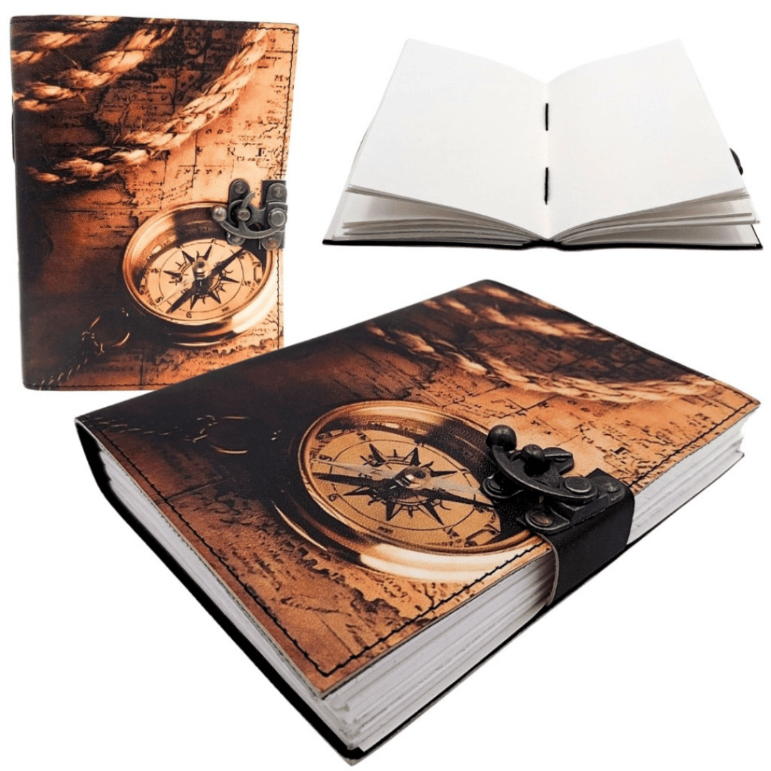 Taccuino in pelle Bussola Retrò Vintage 200 pagine con possibilità di personalizzazione con incisione