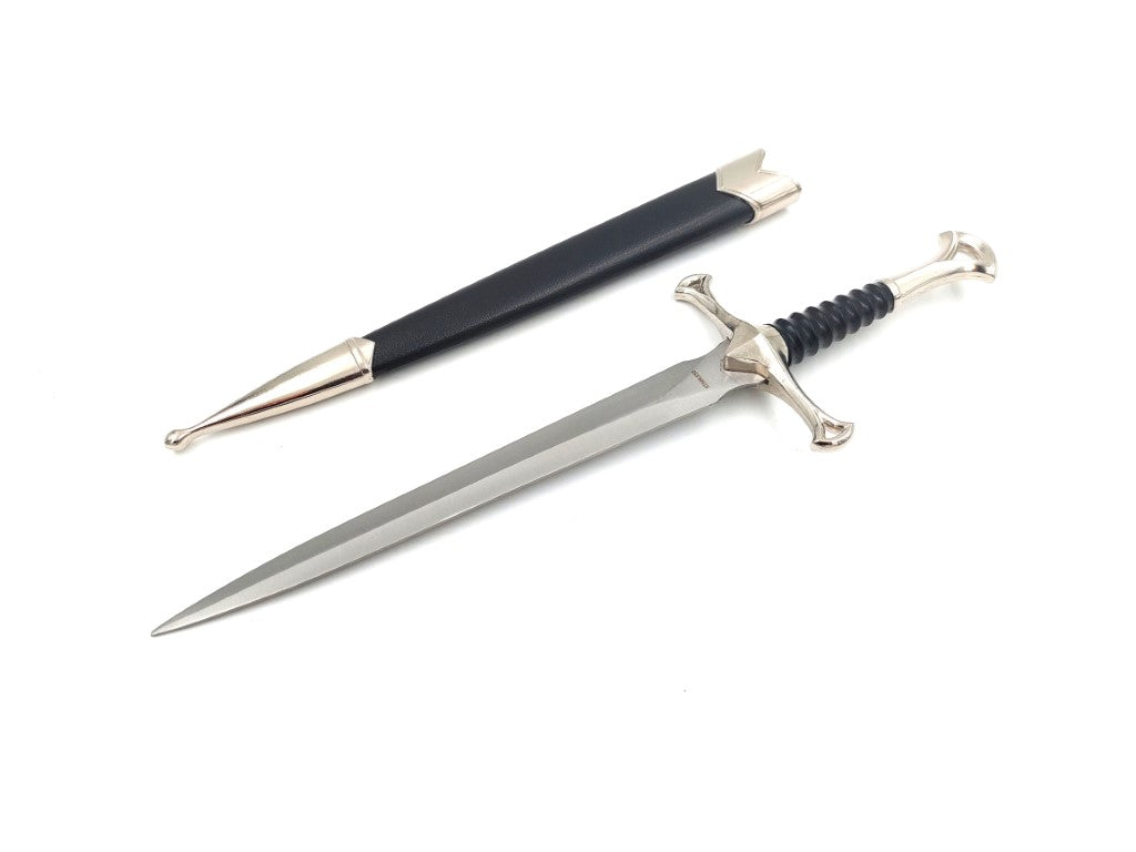 Replica di un pugnale cavalleresco medievale da 35 cm in acciaio inossidabile con fodero decorativo