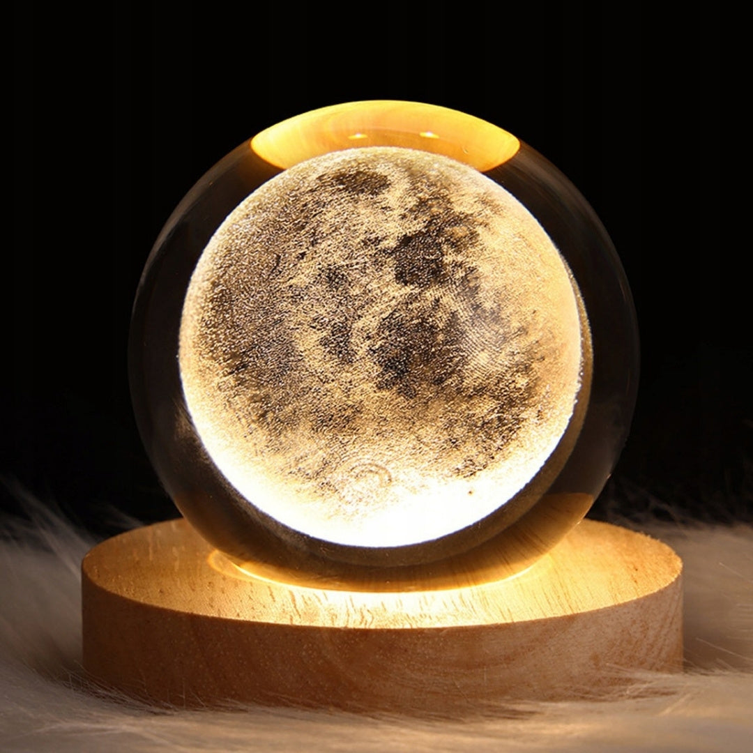 Sfera di Vetro 3D Luna con Incisione