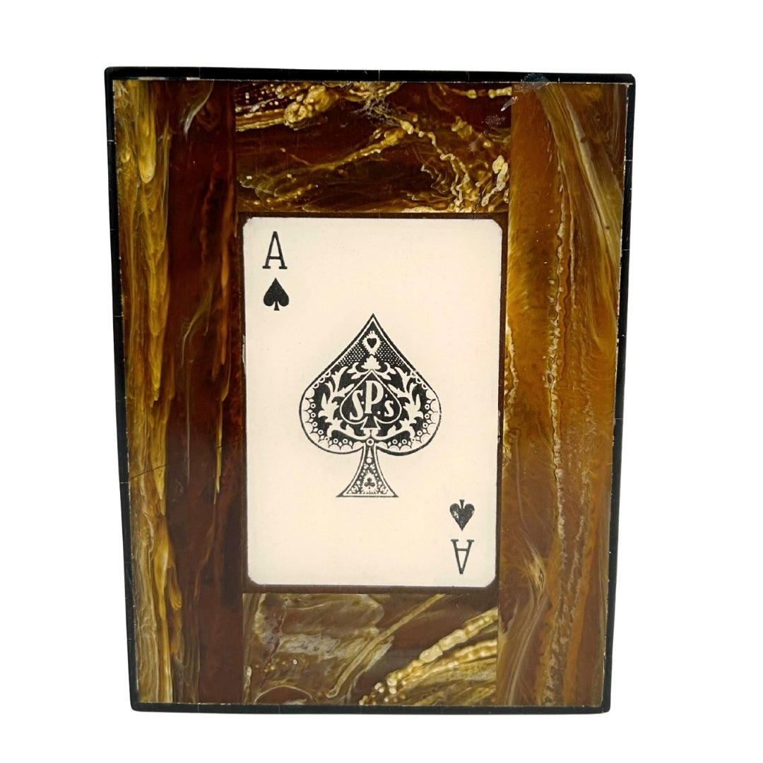 Set elegante di due mazzi di carte in scatola di resina con possibilità di personalizzazione incisa