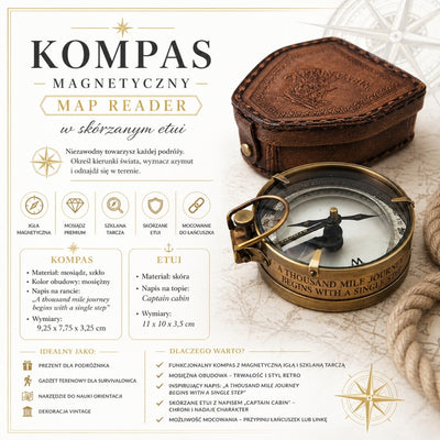 Bussola del viaggiatore con incisione personalizzata in custodia di pelle - gadget retrò in ottone per regalo, 9,25 cm con scritta ispiratrice