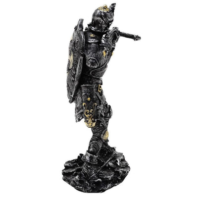 Figura Cavaliere Medievale con Balestra 20 cm con Possibilità di Personalizzazione tramite Incisione - Decorazione Argento-Oro per Regalo agli Amanti della Storia e del Fantasy - Dipinta a Mano in Polyresina