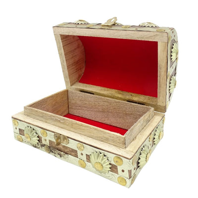 Scatola in legno per oggetti vari SE14 con possibilità di personalizzazione incisione, marrone e oro, ideale come regalo – 16x9,5x10 cm