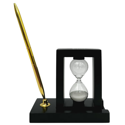 Set decorativo da scrivania con clessidra da 3 minuti e portapenne con incisione