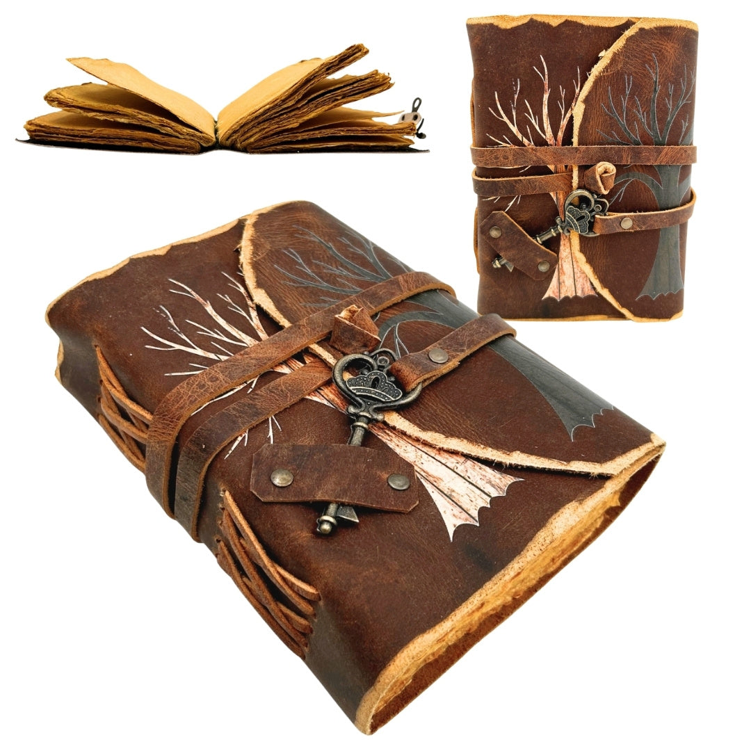 Taccuino in Pelle Vintage 200 pagine con chiave – Albero della Vita