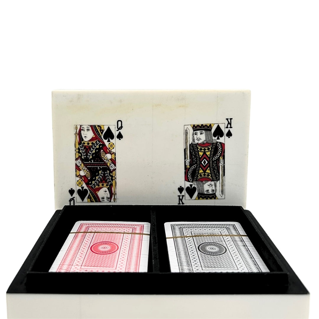 Elegante Set di Due Mazzi di Carte in Scatola di Resina con Possibilità di Personalizzazione Incisa