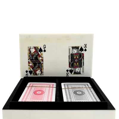 Elegante Set di Due Mazzi di Carte in Scatola di Resina con Possibilità di Personalizzazione Incisa