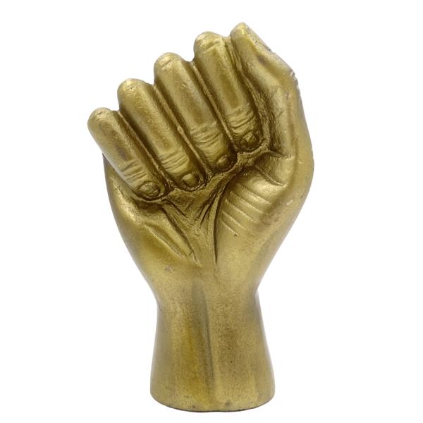 Figura decorativa Pugno chiuso in alluminio 18 cm con possibilità di personalizzazione tramite incisione
