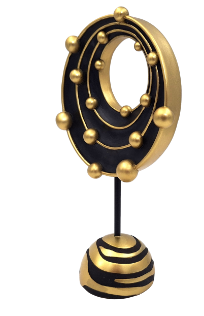 Grande figura decorativa Sistema solare con possibilità di personalizzazione con incisione, ideale come regalo - altezza 20,2 cm, dorato e nero, stile moderno e glamour