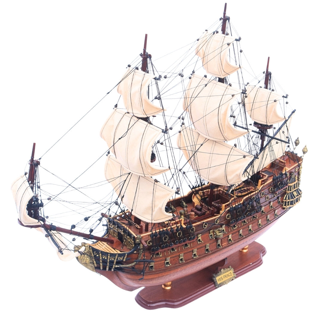 Grande modello esclusivo del veliero HMS Prince da 94 cm con possibilità di personalizzazione tramite incisione