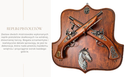 Replica di Pistole a Pietra su Supporto in Legno con Possibilità di Incisione Personalizzata – Regalo Ideale per Amanti della Storia e Collezionisti – Alta Qualità, Struttura Solida, Design Elegante 45x44 cm