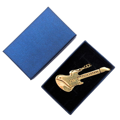 Portachiavi in ottone con chitarra in elegante scatola – Regalo per chitarrista - KRT21A
