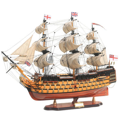 Modello assemblato del veliero HMS Victory da 80 cm con possibilità di personalizzazione tramite incisione - Decorazione esclusiva da regalare, realizzata a mano in legno esotico, alta qualità e cura dei dettagli